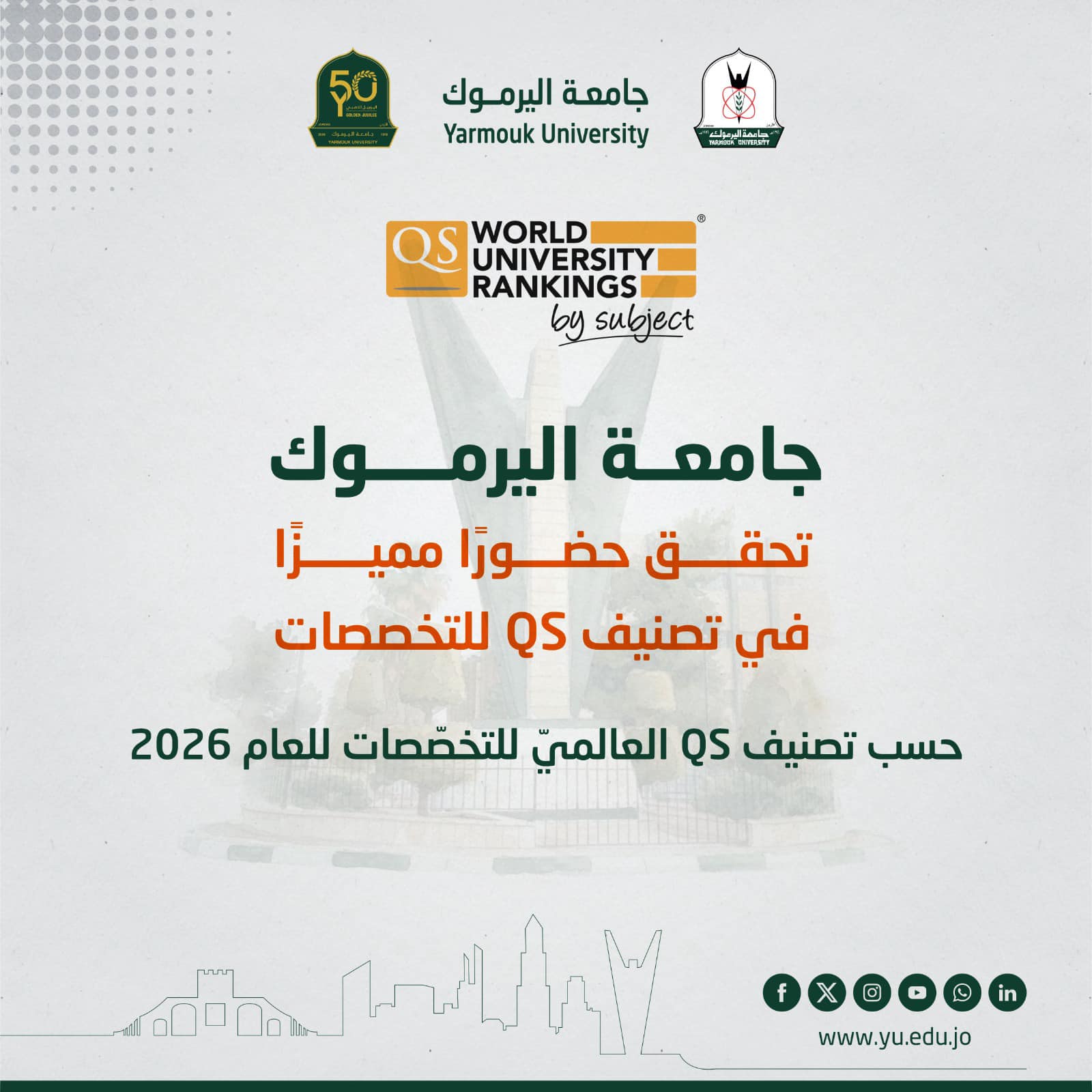 Congratulations on QS 2026 outstanding results!  نتائج تصنيفات 